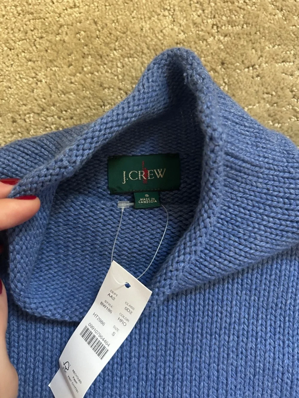 J Crew 1988 rollneck sweater heather royal NWT